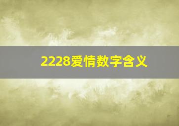 2228爱情数字含义