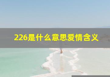 226是什么意思爱情含义