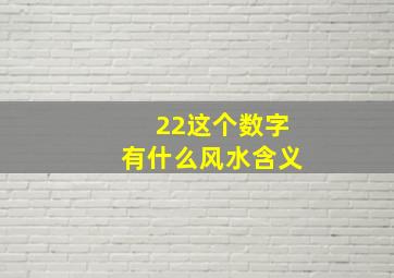 22这个数字有什么风水含义