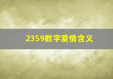 2359数字爱情含义