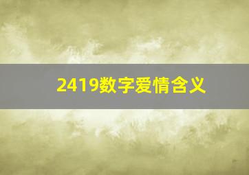 2419数字爱情含义