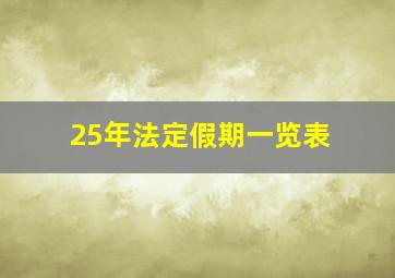 25年法定假期一览表