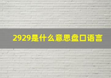 2929是什么意思盘口语言