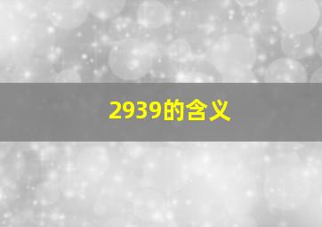 2939的含义