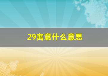 29寓意什么意思