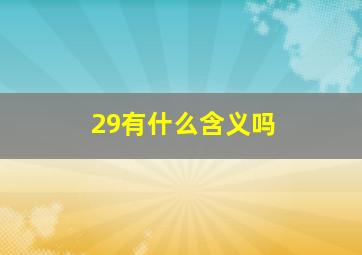 29有什么含义吗