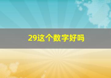 29这个数字好吗