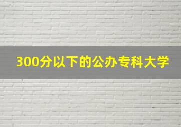 300分以下的公办专科大学