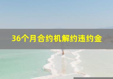 36个月合约机解约违约金