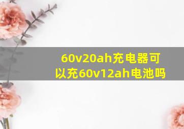 60v20ah充电器可以充60v12ah电池吗