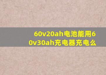 60v20ah电池能用60v30ah充电器充电么