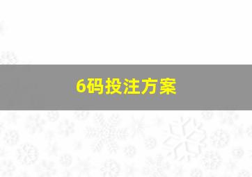 6码投注方案