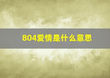 804爱情是什么意思