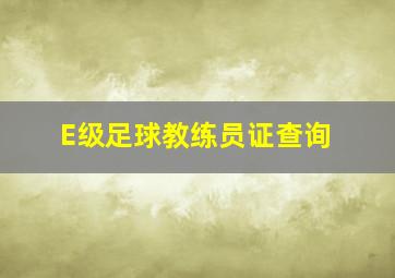 E级足球教练员证查询