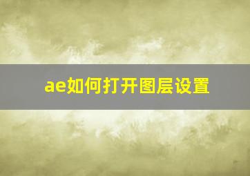 ae如何打开图层设置