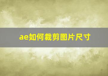 ae如何裁剪图片尺寸