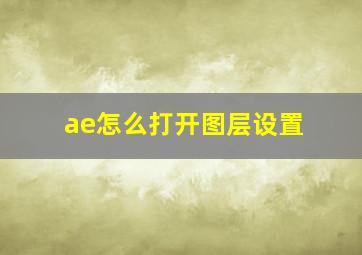 ae怎么打开图层设置