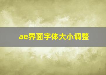 ae界面字体大小调整