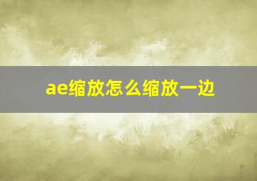 ae缩放怎么缩放一边