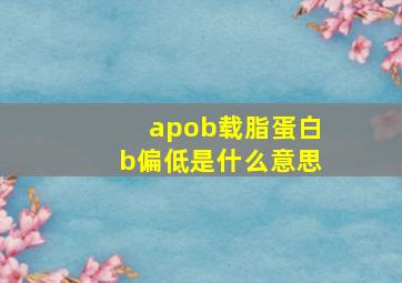 apob载脂蛋白b偏低是什么意思