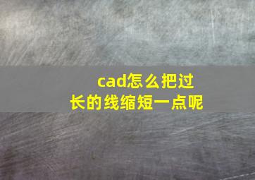 cad怎么把过长的线缩短一点呢