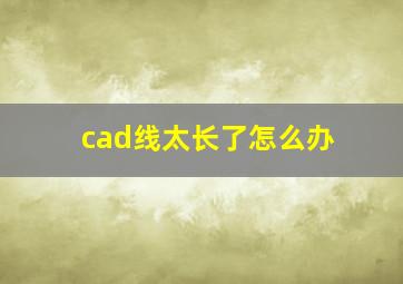 cad线太长了怎么办