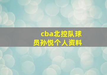 cba北控队球员孙悦个人资料