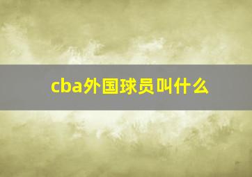 cba外国球员叫什么