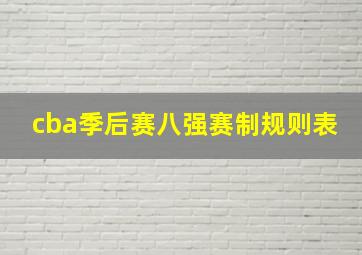 cba季后赛八强赛制规则表