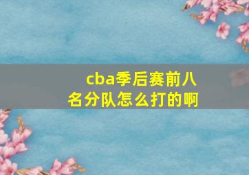 cba季后赛前八名分队怎么打的啊