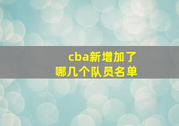 cba新增加了哪几个队员名单