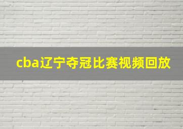 cba辽宁夺冠比赛视频回放