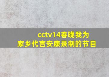 cctv14春晚我为家乡代言安康录制的节目