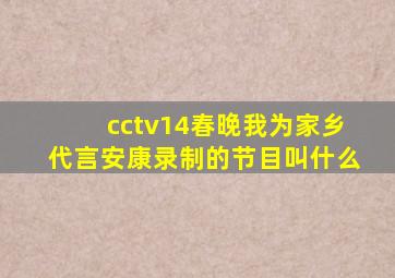 cctv14春晚我为家乡代言安康录制的节目叫什么