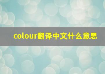 colour翻译中文什么意思