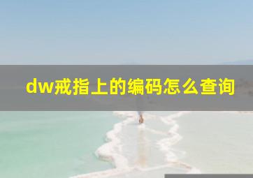 dw戒指上的编码怎么查询