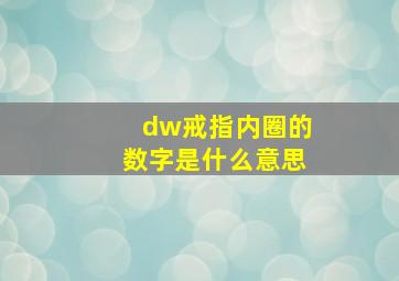 dw戒指内圈的数字是什么意思