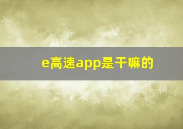 e高速app是干嘛的