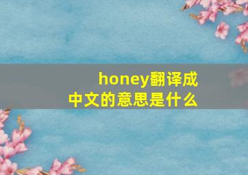 honey翻译成中文的意思是什么