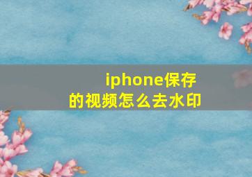 iphone保存的视频怎么去水印