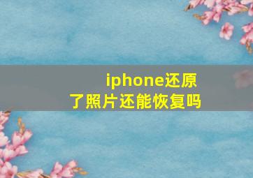 iphone还原了照片还能恢复吗