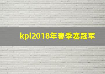 kpl2018年春季赛冠军