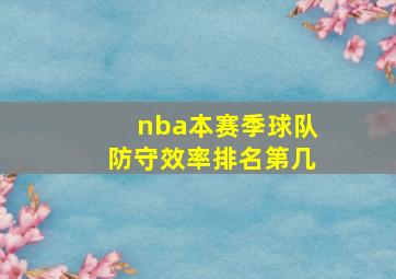 nba本赛季球队防守效率排名第几