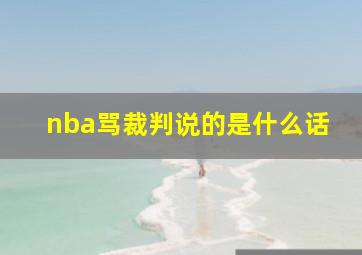 nba骂裁判说的是什么话