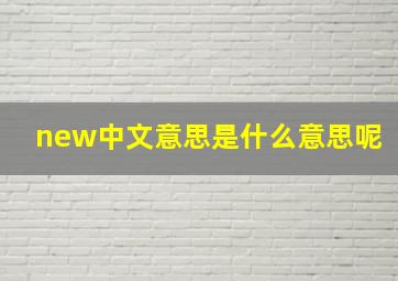 new中文意思是什么意思呢