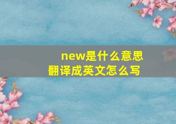 new是什么意思翻译成英文怎么写