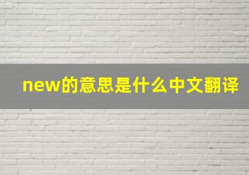 new的意思是什么中文翻译