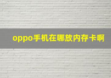 oppo手机在哪放内存卡啊