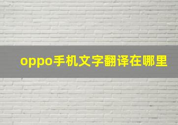 oppo手机文字翻译在哪里