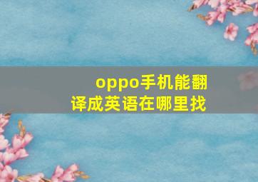 oppo手机能翻译成英语在哪里找